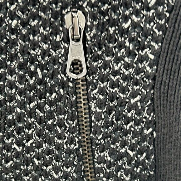 Rag & Bone Black Tweed Knit Asymmetrical Zip Up Jacket Size L - Picture 7 of 16